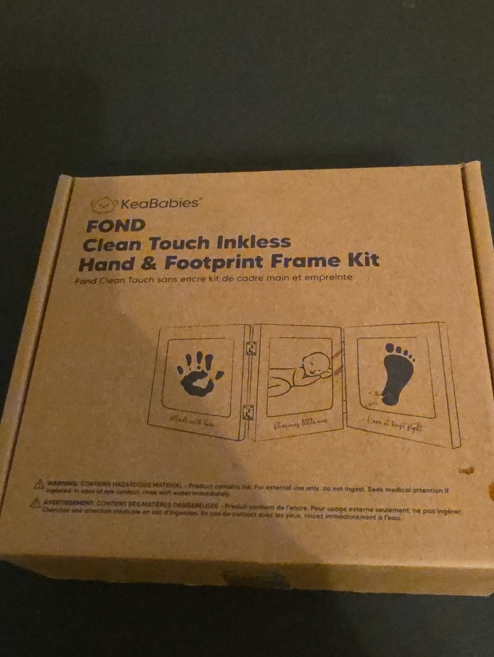 Keababies Clean Touch Inkless Hand & Footprint Frame Kit. NWT